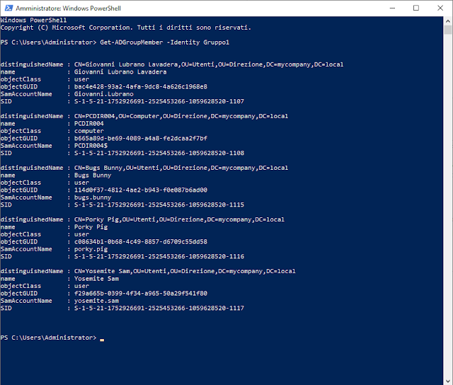 Information Technology PowerShell Visualizzare i membri di un gruppo