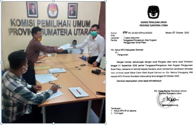 Jautir Simbolon Laporkan Dugaan Ijazah Palsu Cawabup Samosir Ke Kpu Sumut