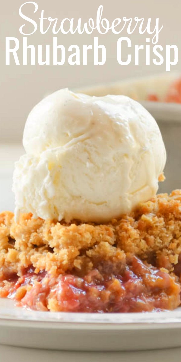 Strawberry Rhubarb Crisp is an easy to make dessert recipe! It's favorite for Easter! Absolutely the best from Serena Bakes Simply From Scratch.