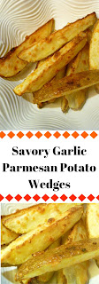 Crispy on the outside and tender on the inside with garlc and melted Parmesan all over the top!  HEAVEN  Savory Garlic Parmesan Potato Wedges - Slice of Southern