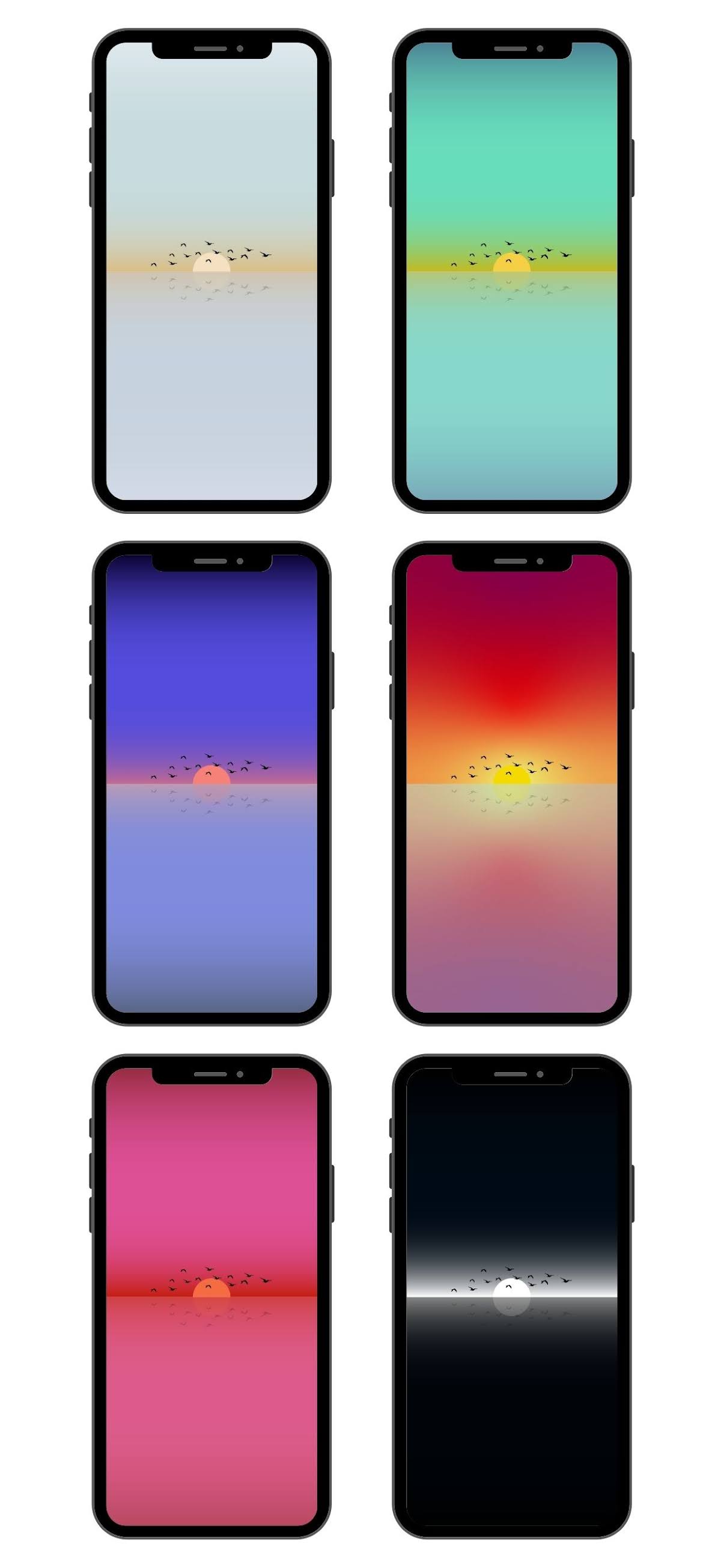 Minimalist phone wallpapers - Sunset and birds flying