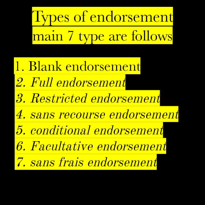 Types or kinds of endorsement introduction, meaning,types of endorsement.