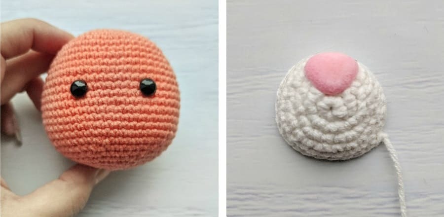 Crochet Valentine tiger tutorial: head and muzzle Crochet Valentine tiger tutorial