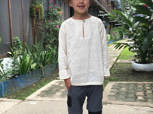 Self-drafted boys' tunic top.