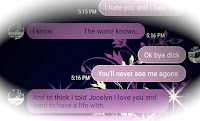 https://www.avgangry30something.com Screenshot of text between Josh and Vicky where he says he loves her and told his daughter that he wants to marry her.