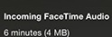 Facetime Calls Data Used