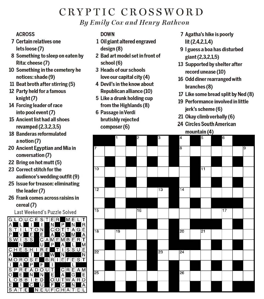 images Regular Crossword Clue 9 Letters national post cryptic crossword for...