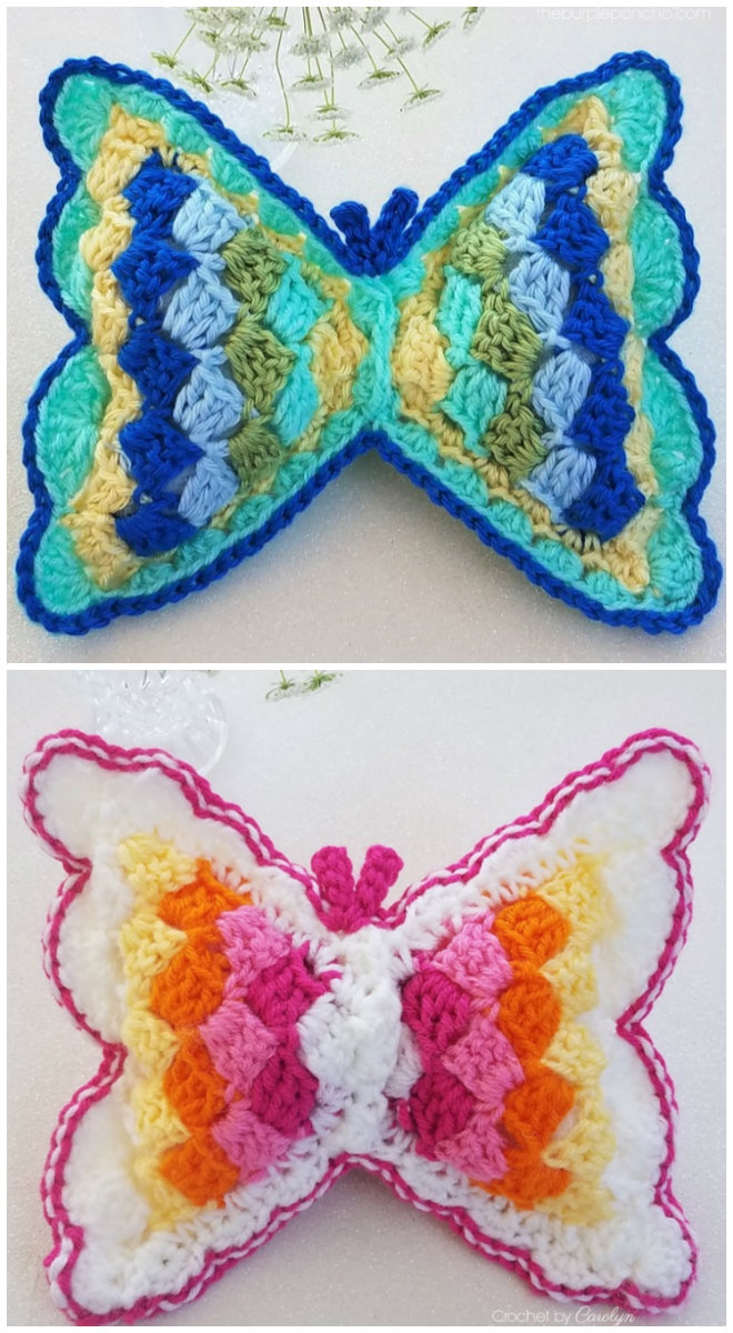Ergahandmade Crochet Butterfly Pillow + Free Pattern + Video Tutorial