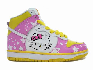 Hello Kitty Nike sneakers, pink and yellow shoes