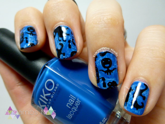 Nail Art Azul Monstruillos. Colaboración Konad España. #RetoColoresCosasdeChicas2. Hagamos Nails