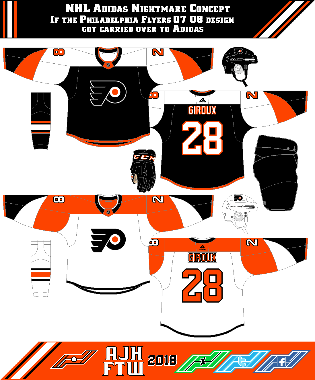 AJH Hockey Jersey Art: NHL Adidas Nightmare Concept: Colorado Avalanche & Philadelphia  Flyers