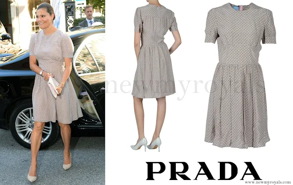 Crown Princess Victoria Prada Pink and Green Printed Dress