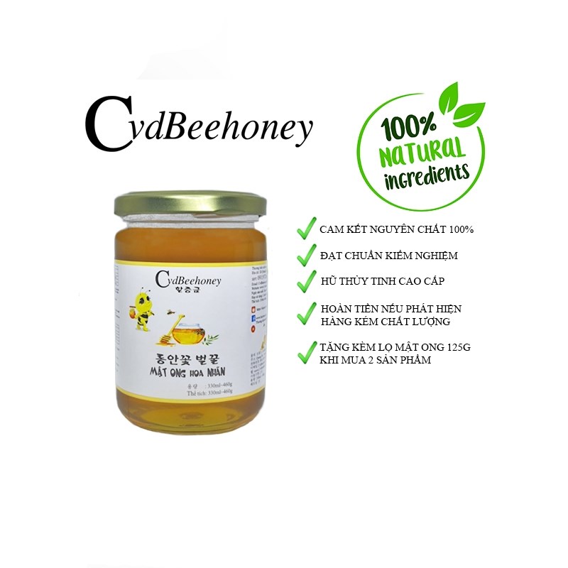 CvdBeehoney Mật ong cao cấp hoa Nhãn (Song ngữ Việt Hàn) 330ml