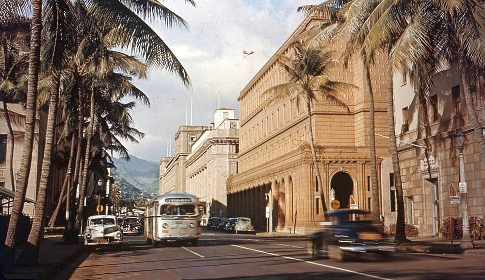 transpress nz Street, Honolulu, Hawaii, then and now