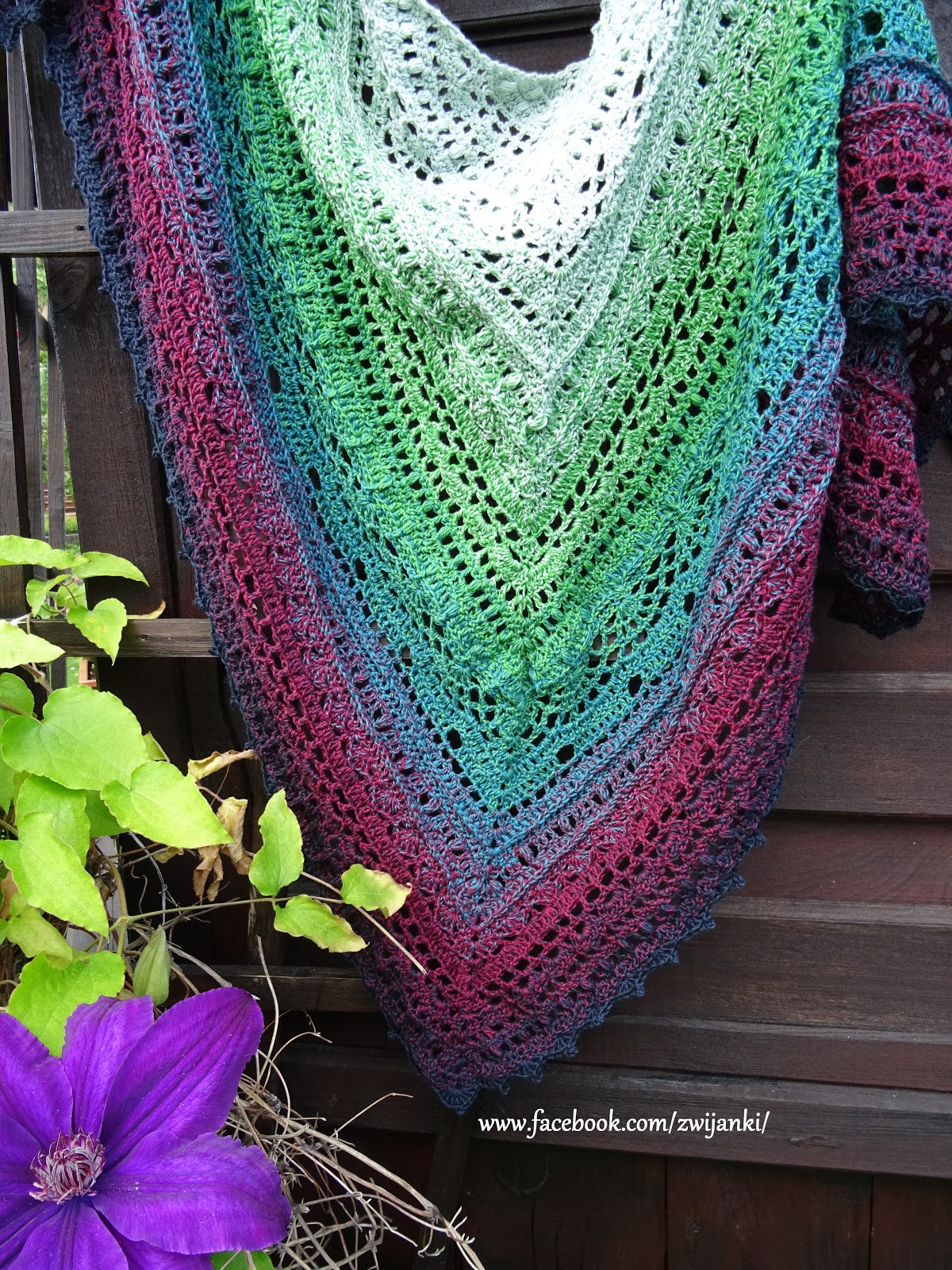 Papierowe cudeńka Chusta z YarnArt flowers 266, wzór SisLove