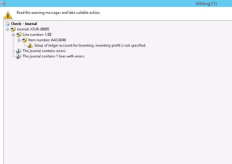 Setup of ledger account for Inventory, Inventory profit is not