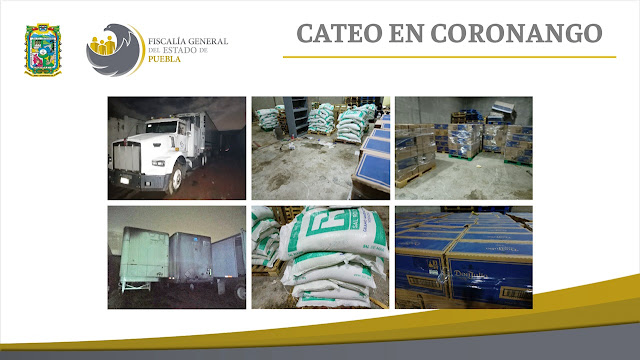 Fiscalía Puebla cateó en Coronango inmueble con mercancía robada