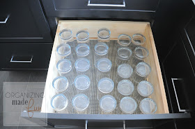 Glassware organized in drawer :: OrganizingMadeFun.com