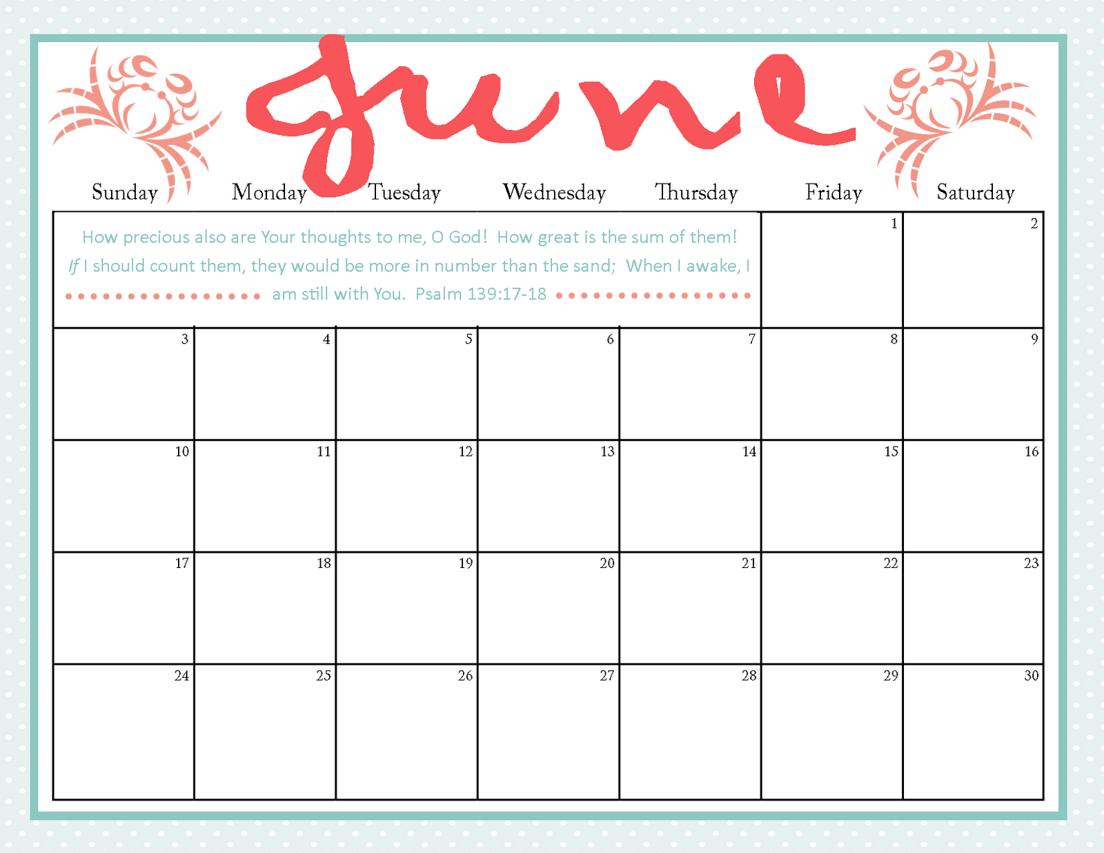 free printable june calendar calendar printables free templates - june ...
