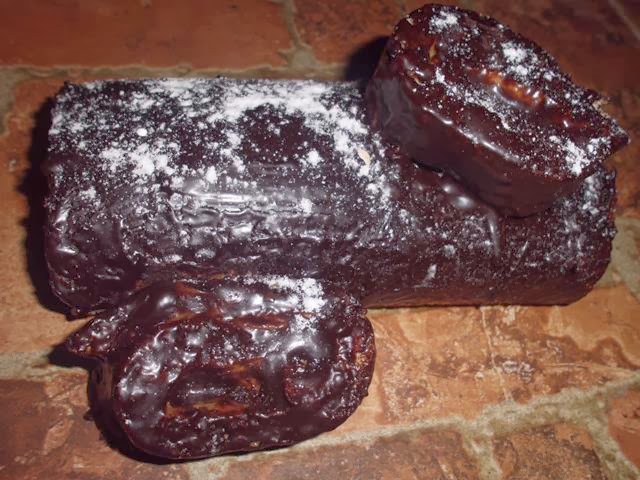 tronco de navidad de cafe y chocolate