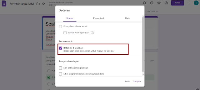 Soal Ujian Dengan Timer di Google Form