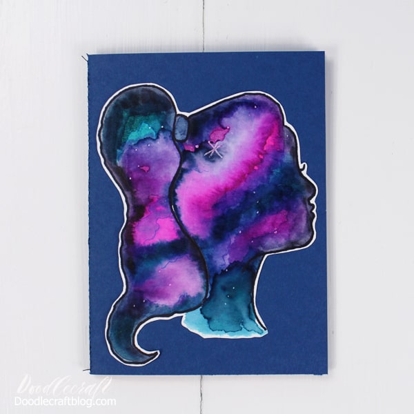 Learn to paint a galaxy in the profile of your face and turn it into the perfect pocket notebook