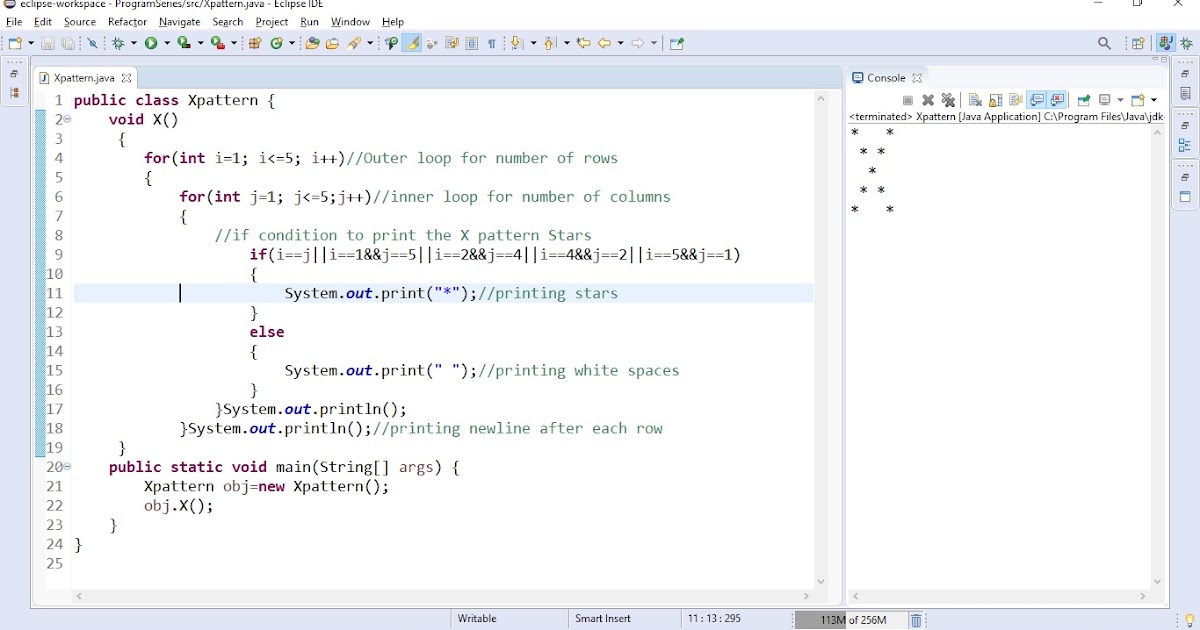 Basic Java Programs: X