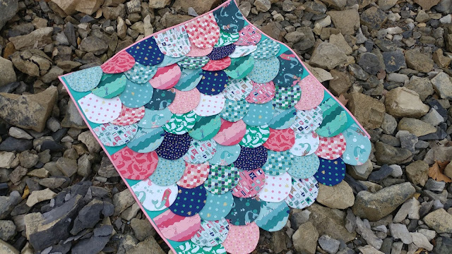 Hydra quilt - mermaid scales quilt pattern using Ahoy! Mermaids fabric from Riley Blake