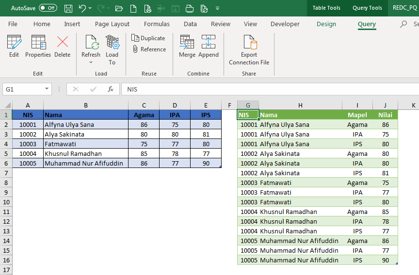 Mengubah Data Kolom Menjadi Baris di Excel