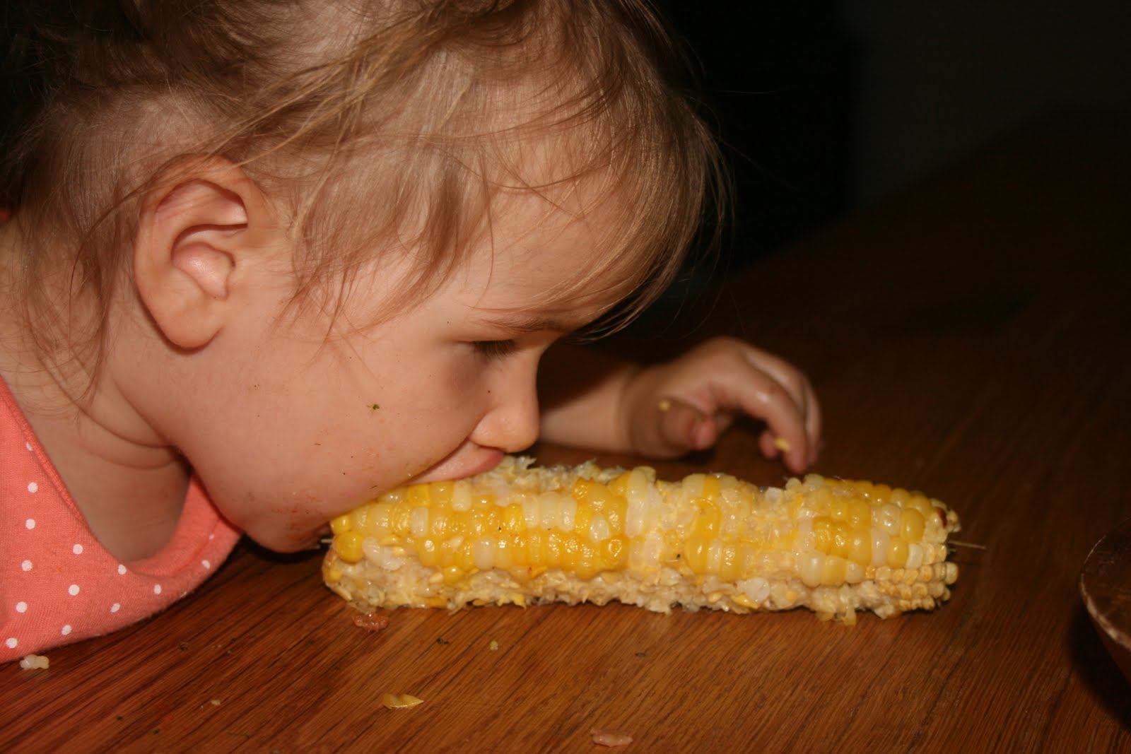 SweetPotatoClaire corn on the cob and crayons, her latest discoveries