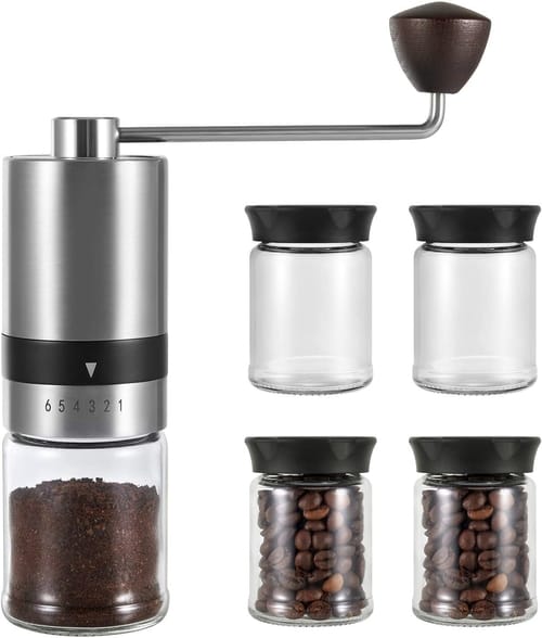 Review VEVOK CHEF Manual Coffee Grinder with 4 Glass Jar