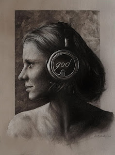 arte-realista-retratos-de-mujeres-con-audifonos mujeres-pinturas-realistas