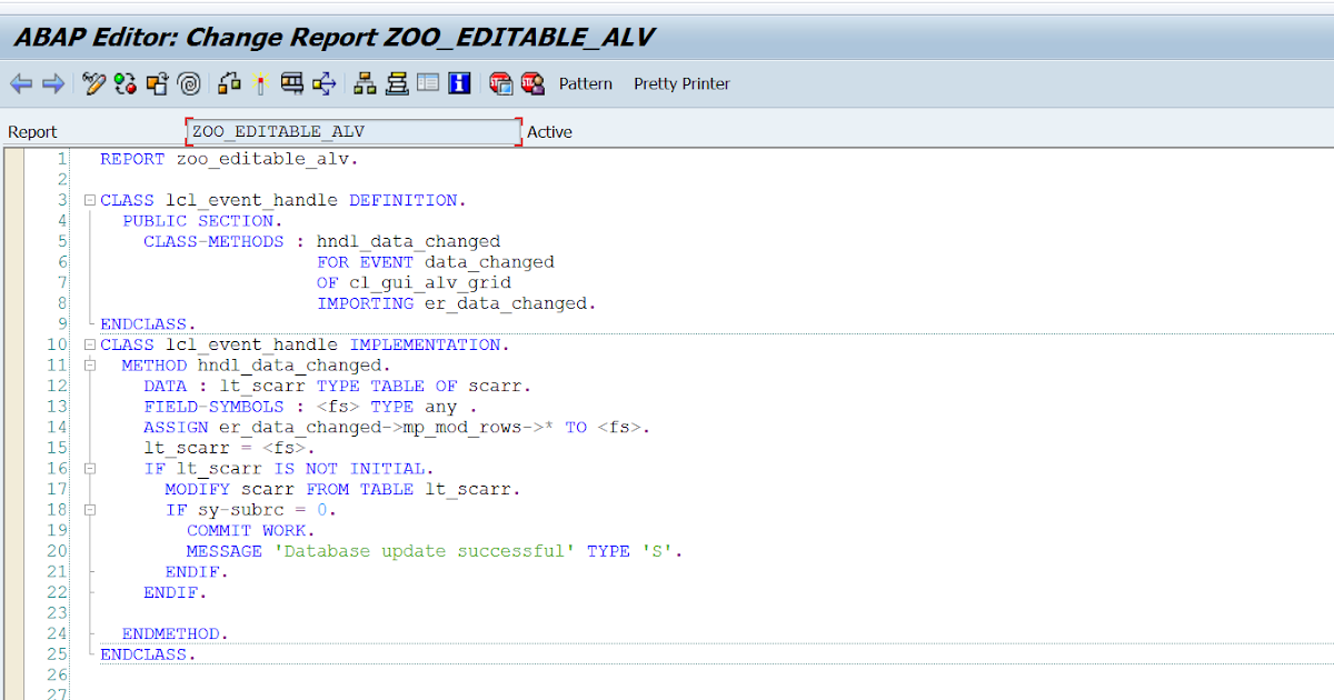 TECHSAP : Editable ALV with save functionality uisng OOABAP