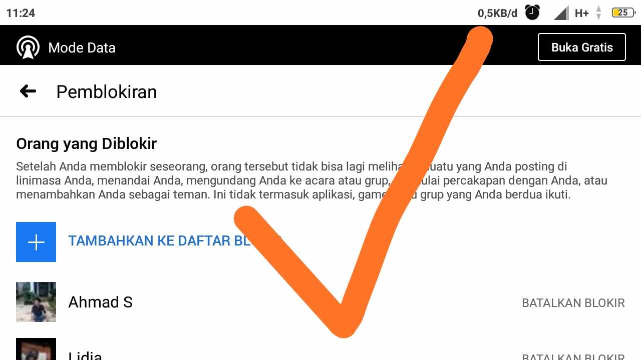 cara melihat teman yang diblokir di fb lite