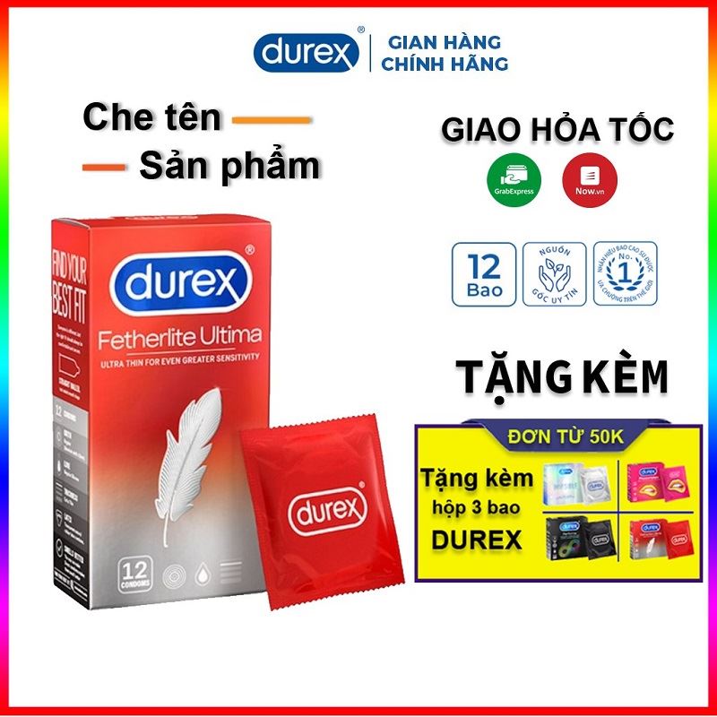 Bao cao su siêu mỏng Durex Fetherlite Ultima 12 bao, tăng cường gel, kéo dài quan hệ.