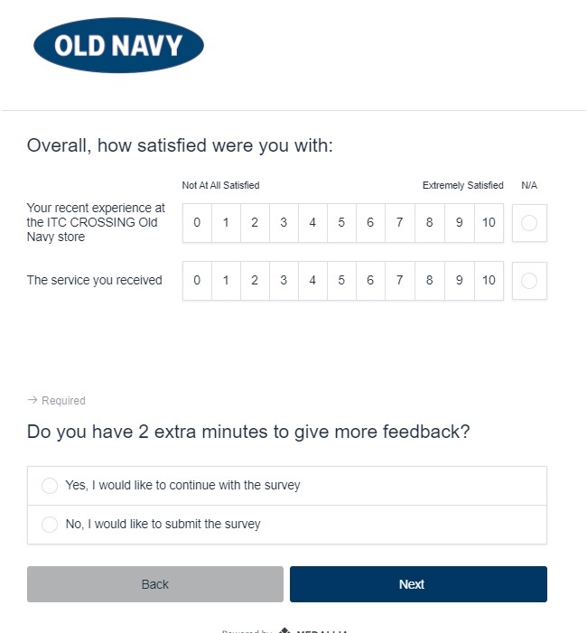 old navy customer service survey