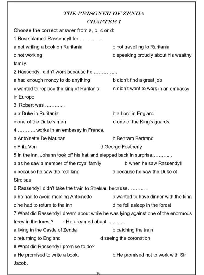 بالاجابات.. أسئلة القصة والقواعد والكلمات - امتحان لغة انجليزية الثانوية العامة 16