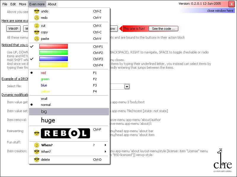 Rebol: Menu system