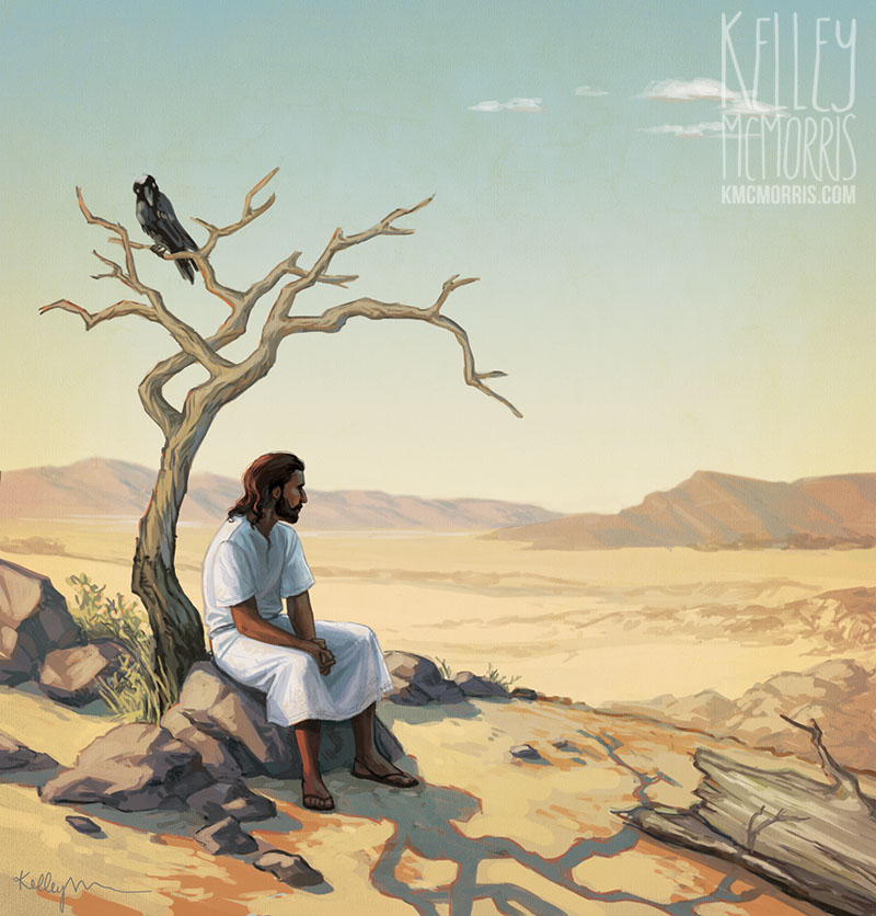 Kelley McMorris illustration: Jesus Tempted in the Desert
