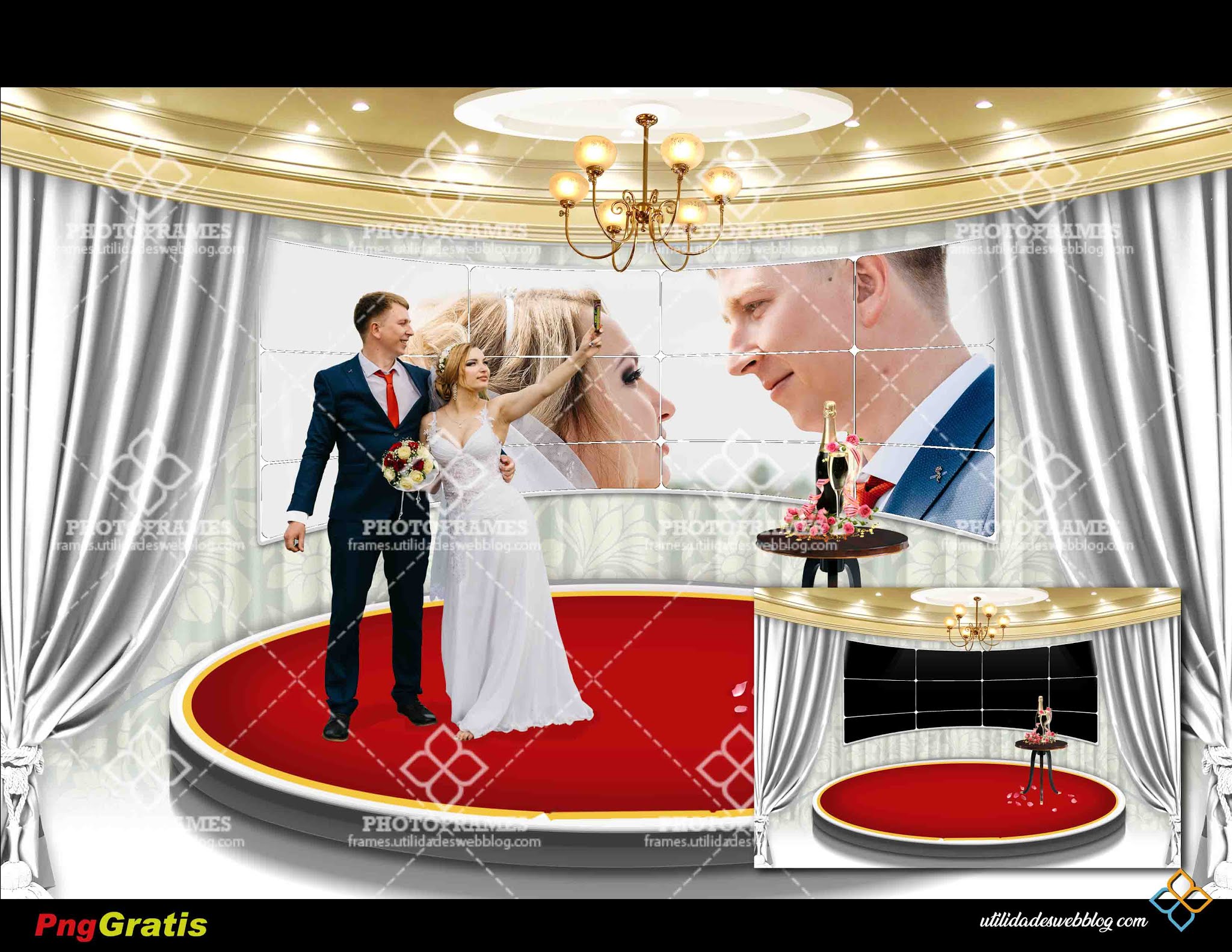 fondo de escenario circular para crear fotomontajes de boda