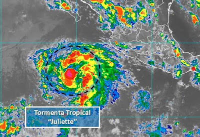 Se ubica al Sur de la Península de Baja California la tormenta "Juliette"