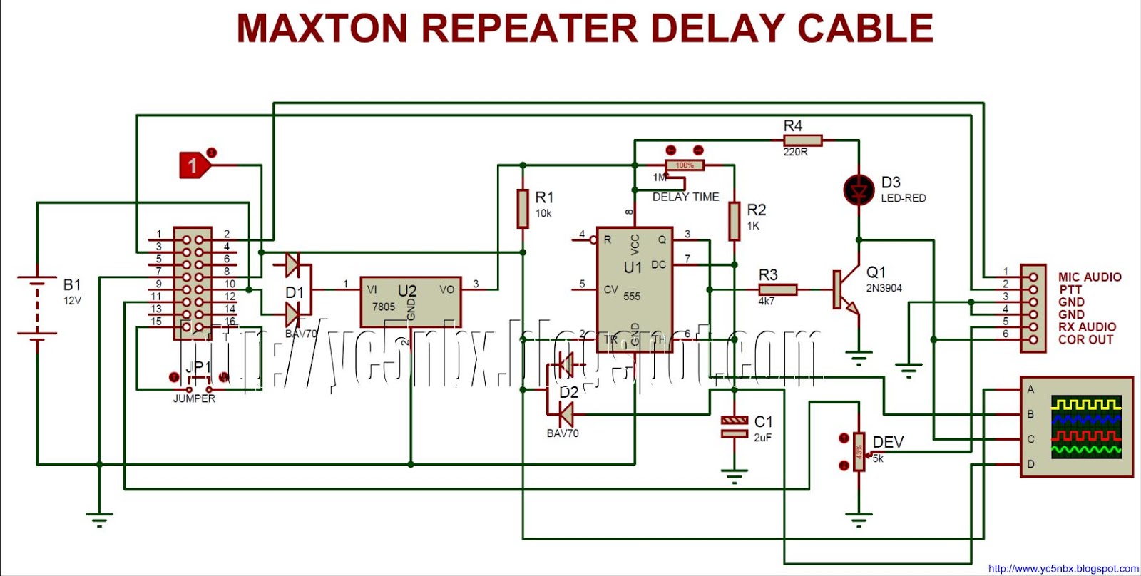 YC5NBX: Maxton Repeater Delay Cable Schematic | Simple Homebrew HAM Radio