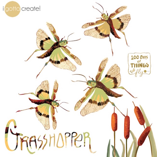 Grasshoppers in Gouache by I Gotta Create!