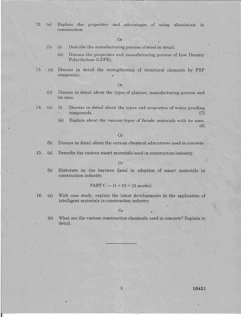Anna University CN 5101MODERN CONSTRUCTION MATERIALS APRIL MAY 2019