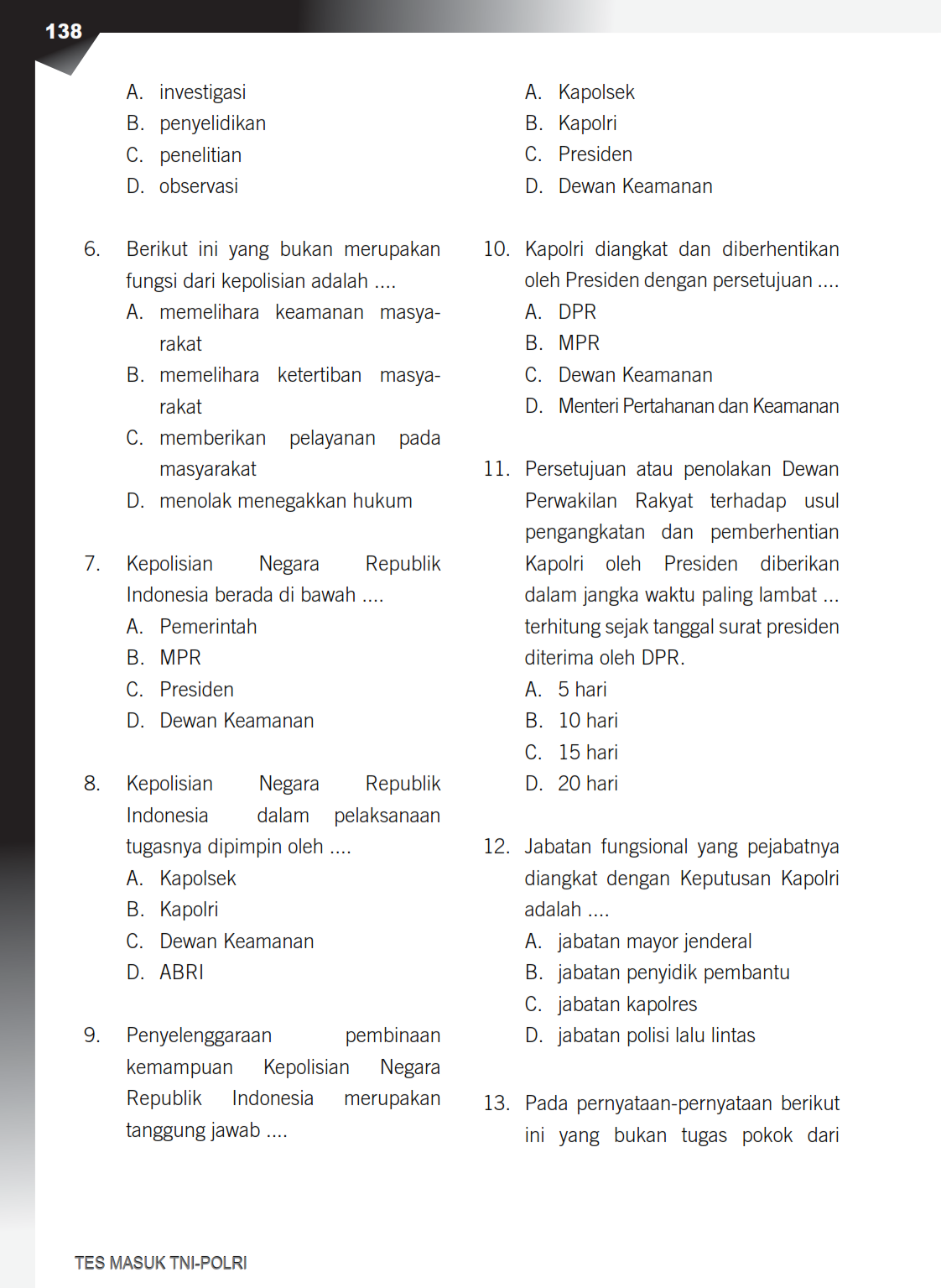 Top Bank Semua Jenis Soal Tes Masuk TNI POLRI Paling