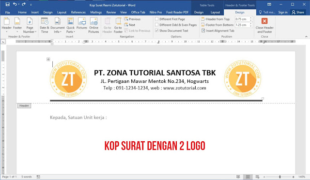 Tutorial Membuat KOP Surat Resmi Kantoran di Word 2 Logo