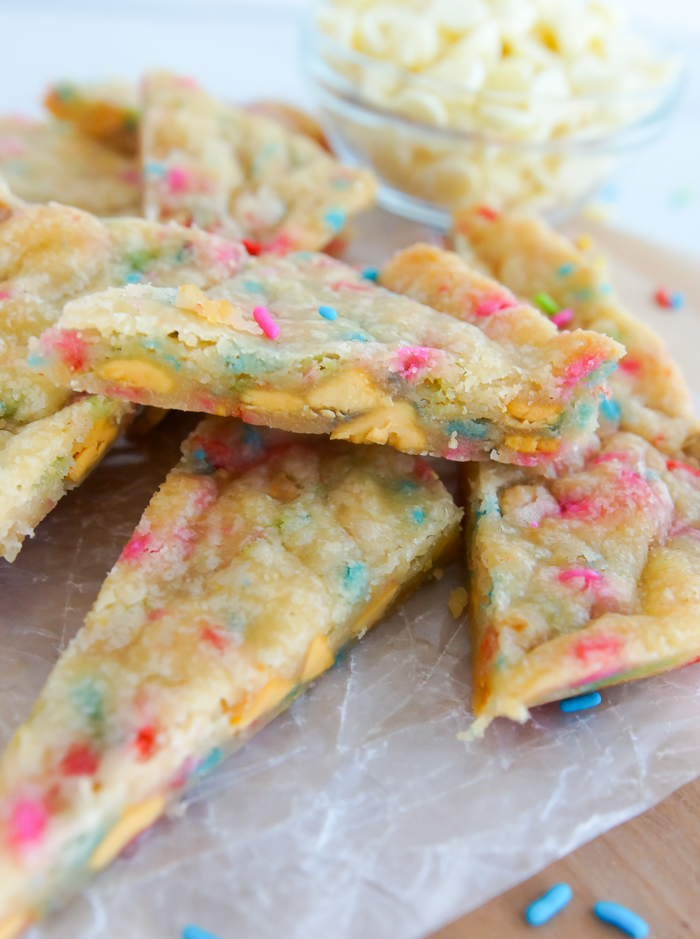 EggFree White Chocolate Sprinkle Cookie Bars Bake at 350°