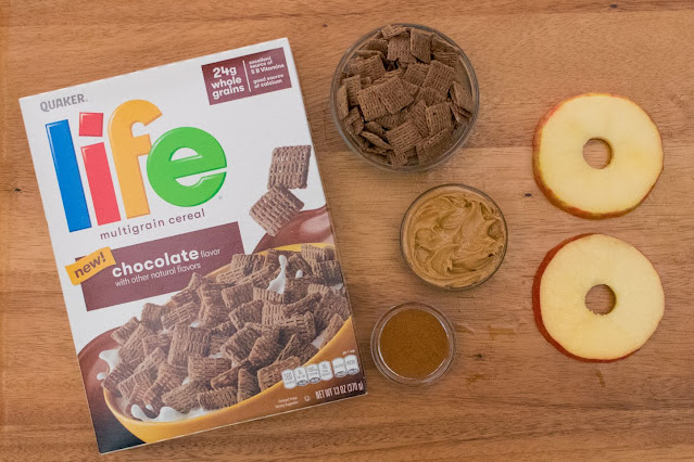 How to Make Chocolate Life Cereal and Peanut Butter Apple Sandwiches