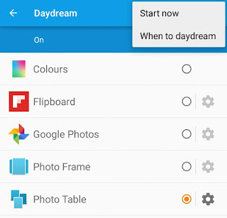 Daydream menu