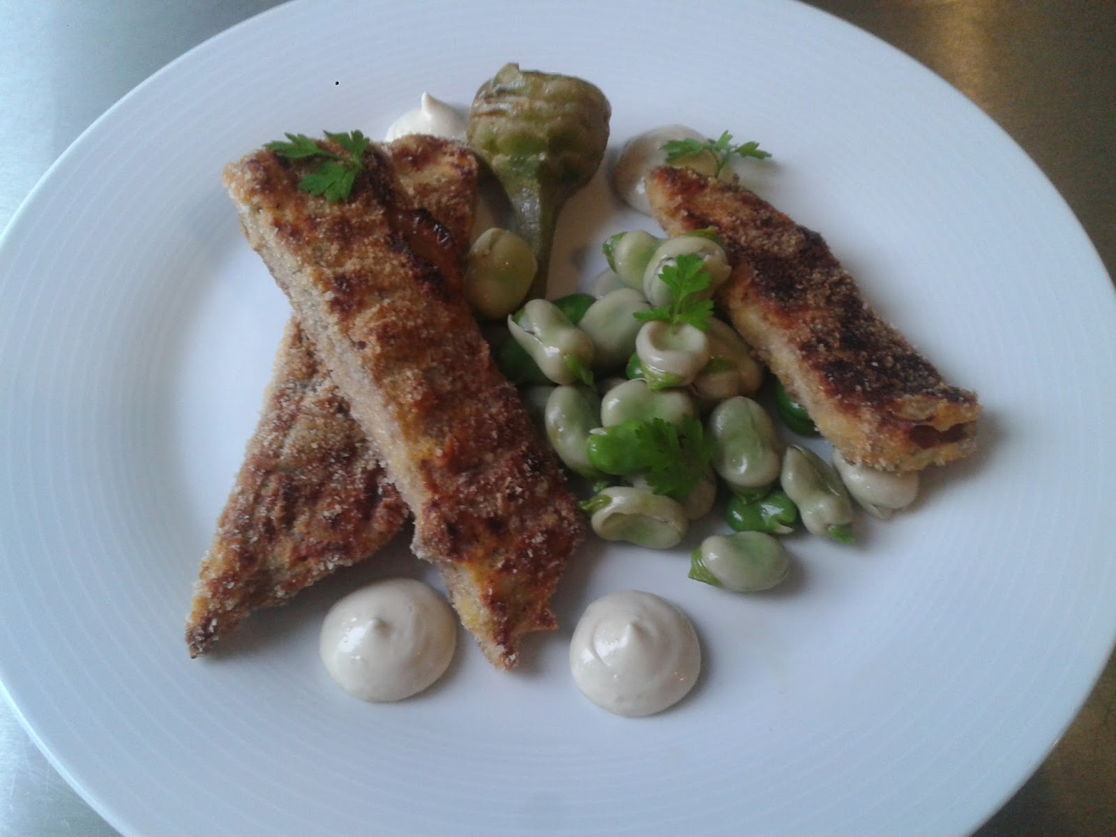 Room for a Radish Lamb Breast, braised artichokes and broad beans, and